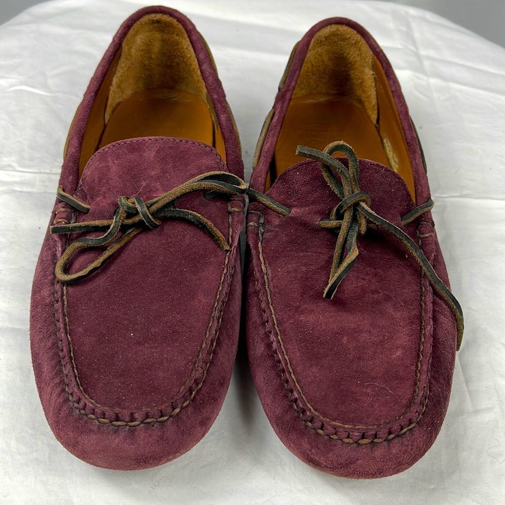 Brooks Brothers Driving Loafers Moccasin Burgundy Suede Tie Slip-On Si…